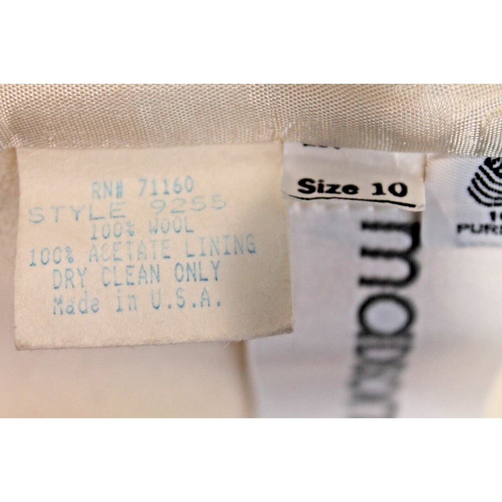 Madisons Vintage Wool Blazer Womens size 10 Ivory Lined Single Breasted - Picture 11 of 11